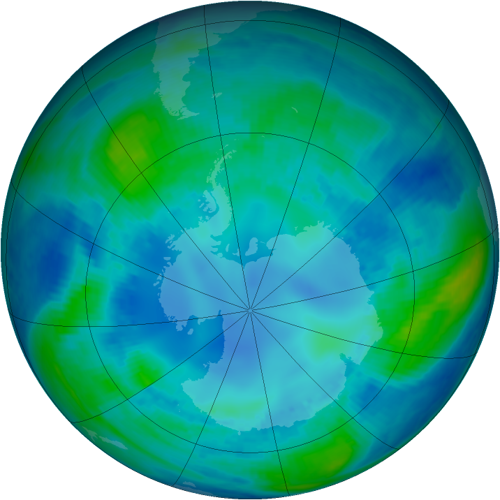 Antarctic ozone map for 27 April 2000